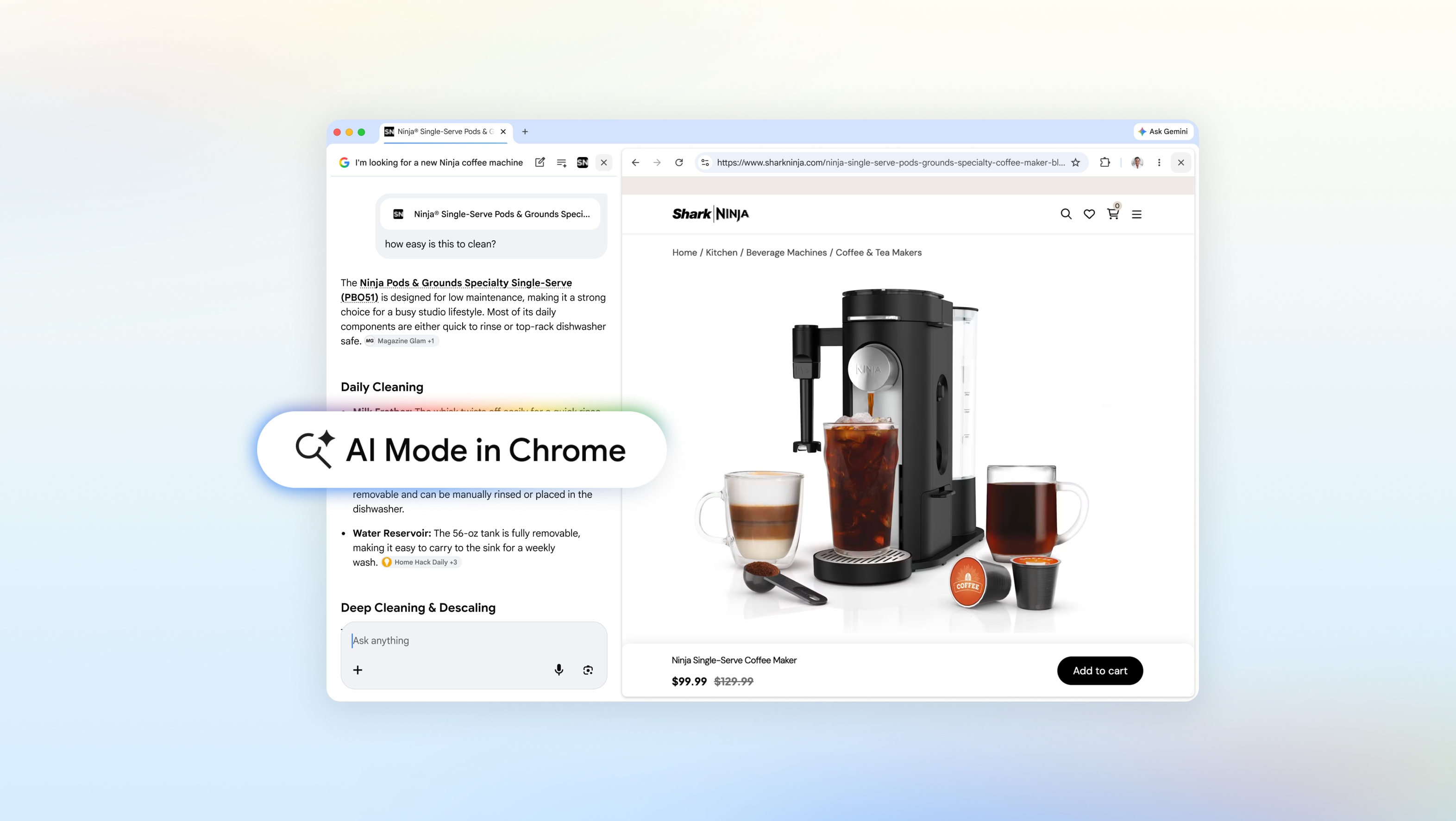 A new way to explore the web with AI Mode in Chrome