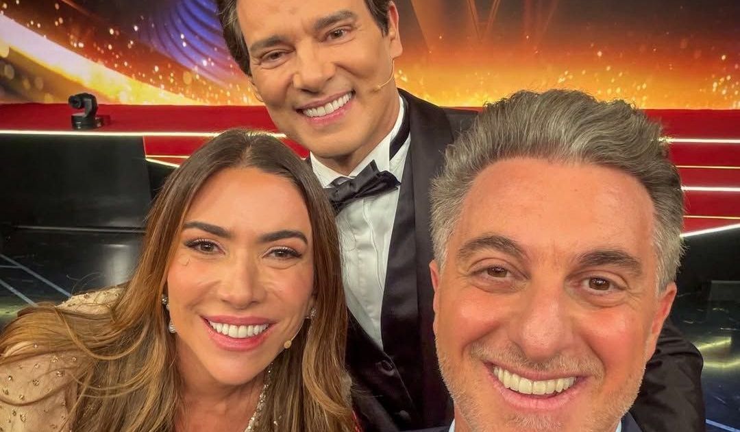 Luciano Huck se encontra com Celso Portiolli e Patrícia Abravanel no SBT