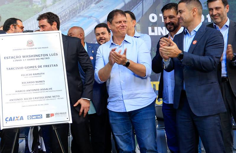 Tarcísio inaugura última estação da 1ª fase da Linha 17-Ouro e critica gestão Alckmin