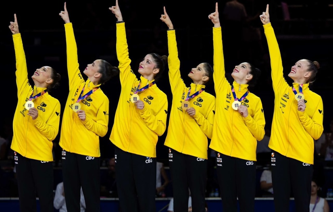 Brasil conquista ouro inédito no Mundial de ginástica rítmica com maior nota do ano
