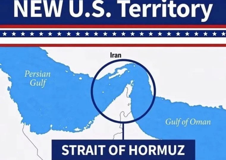 Trump publica imagem do Estreito de Ormuz como ‘novo território dos Estados Unidos’